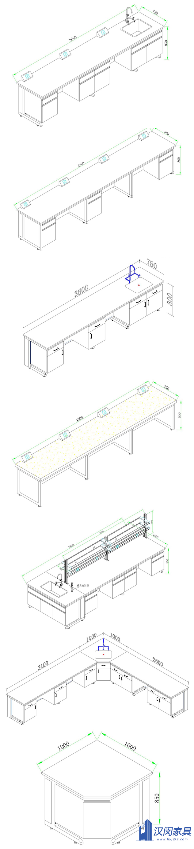 关于实验台的尺寸图纸 你需要知道哪些|汉闵实验室家具